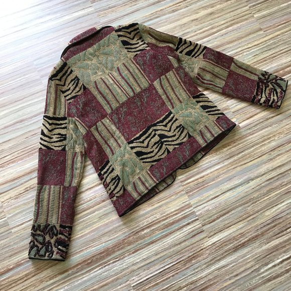 Parsley & Sage Textured Chenille Patchwork Tapestry Blazer Jacket - Picture 9 of 9